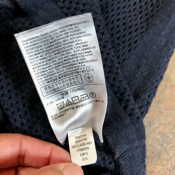 Gap Women’s Classic Mesh Navy Long Sleeve V-neck Pullover Size Large - Picture 9 of 12